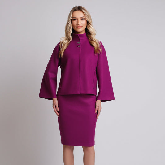 Pardesiu de dama elegant din stofa violet