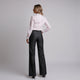 Pantalon de damă evazat din denim gri inchis 2