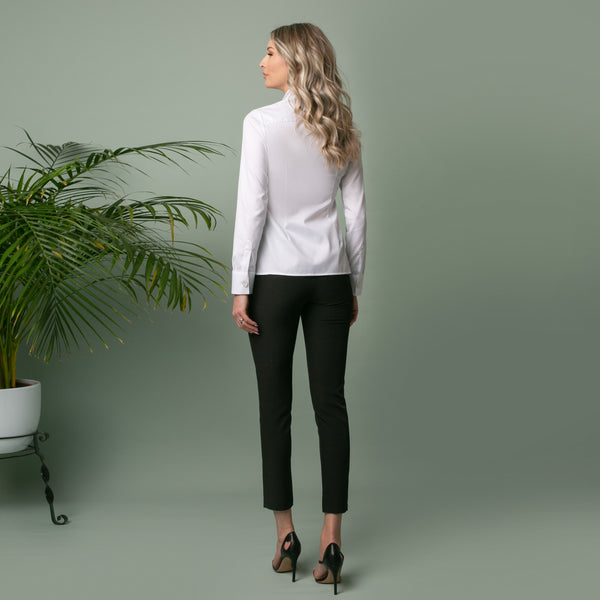 Cămașă elegantă de damă alba, cu guler supradimensionat și nasturi inimioare 3