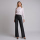 Pantalon de damă evazat din denim gri inchis