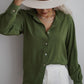 Camasa verde lejera cu maneca lunga si croiala loose fit