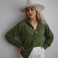 Camasa verde lejera cu maneca lunga si croiala loose fit