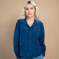 Jacheta camasa de culoare albastru cerneala, casual style oversize