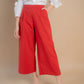 Pantaloni evazati 3/4 verzi si rosii, model culotte
