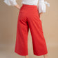 Pantaloni evazati 3/4 verzi si rosii, model culotte
