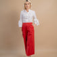 Pantaloni evazati 3/4 verzi si rosii, model culotte