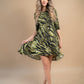 Rochie mini animal print bej si verde din lycra