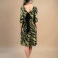 Rochie mini animal print bej si verde din lycra