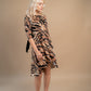 Rochie mini animal print bej si verde din lycra