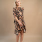 Rochie mini animal print bej si verde din lycra