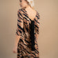 Rochie mini animal print bej si verde din lycra