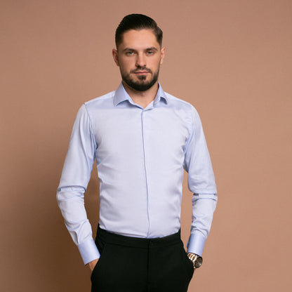 Camasa pentru barbati din bumbac albastru deschis