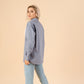 Camasa oversize model albastru inchis cu carouri fine