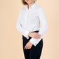 Camasa alba eleganta slimfit cu butoni in forma de fundite argintii