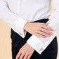Camasa alba eleganta slimfit cu butoni in forma de fundite argintii
