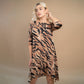 Rochie mini animal print bej si verde din lycra