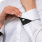 Camasa alba eleganta cu broderie pe guler si manseta artizanala cu contrast negru