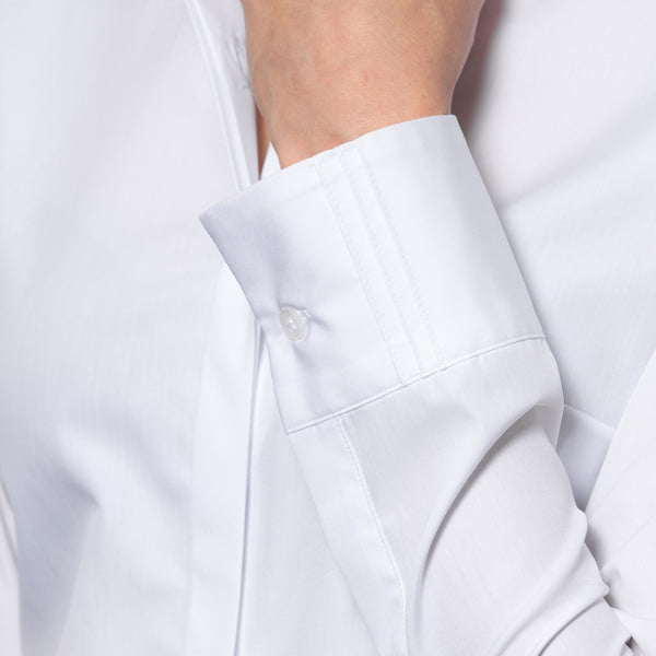 Cămașă albă de damă, elegantă cu guler ascuțit și broderie Minimalis 4