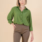 Pantaloni crop slimfit din stofa kaki